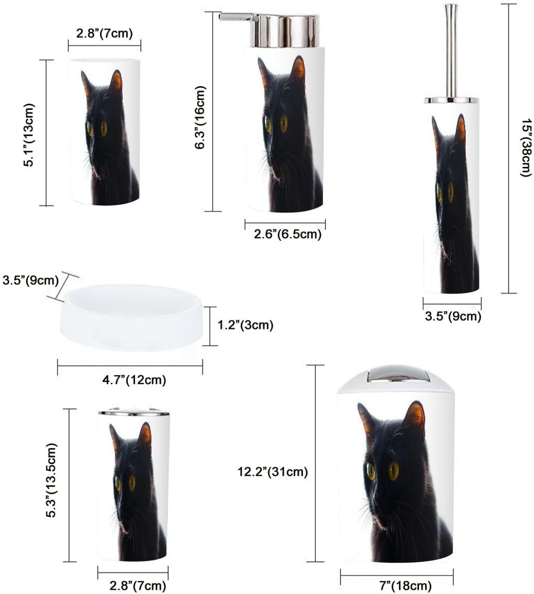 Boho Cat Silhouette Bathroom Accessories Set 6 Piece