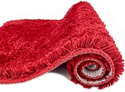 Eanpet Shaggy Bath Rug Non-Slip Chenille Red