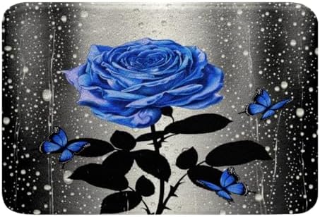 Feelyou Blue Butterfly Floral Bath Rug 16x24 Inch
