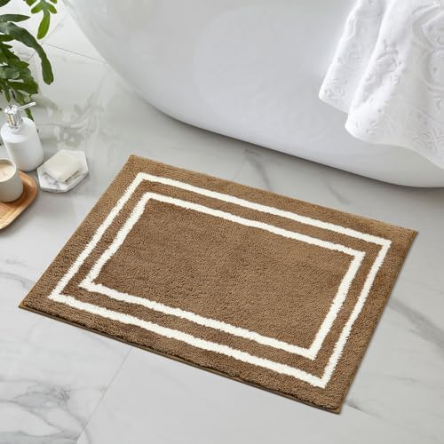 Uphome Modern Geometric Bath Mat - Brown 18x26 Inch