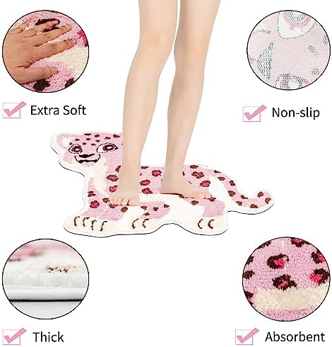 Fun Pink Leopard Bath Mat for Bathroom Decor