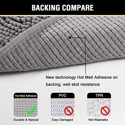 HVERSAILTEX Microfiber Bath Rug - Ultra Soft Grey 20x32