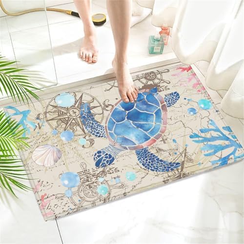 COSHARKLY Sea Turtle Bath Mat 17x30 Inch