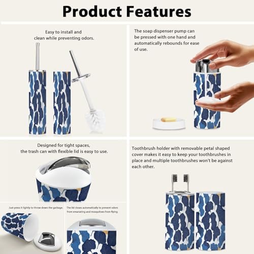 Boho Ginkgo Leaf Bathroom Accessory Set 6 Piece