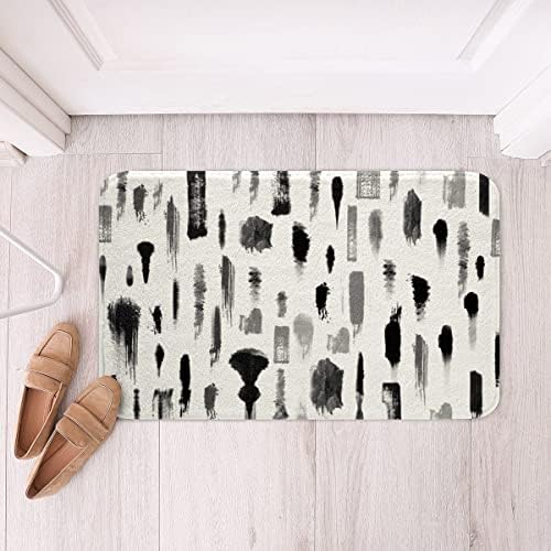 SGYDW Black and Gray Geometric Bathroom Rugs 24x16in