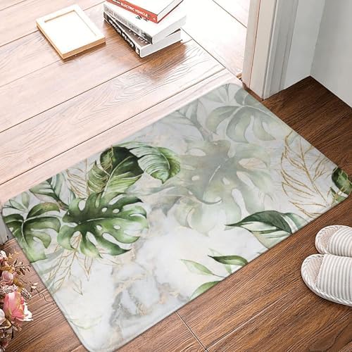 Waaqied Green Leaves Bath Mats for Kids Non-Slip 16x24 Inch
