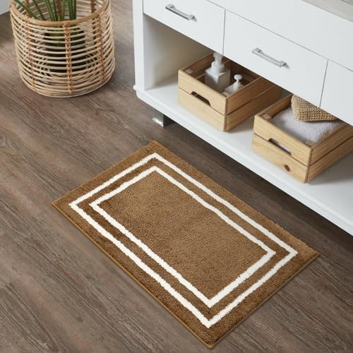Uphome Modern Geometric Bath Mat - Brown 18x26 Inch