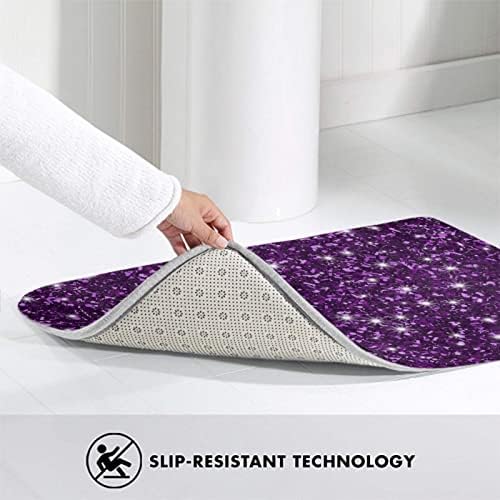 MZERSE Quick Dry Bath Mat with Dark Purple Glitter Pattern
