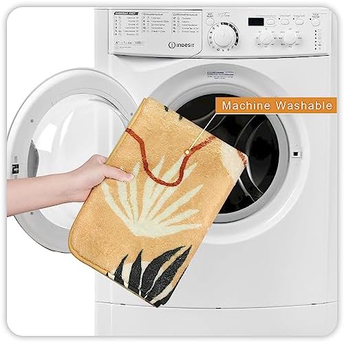 Uphome Boho Bathroom Rug Velvet Leaf Pattern
