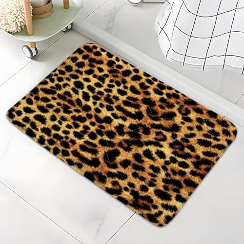 Brown Leopard Print Bath Rug - 178x295 Inclined Design
