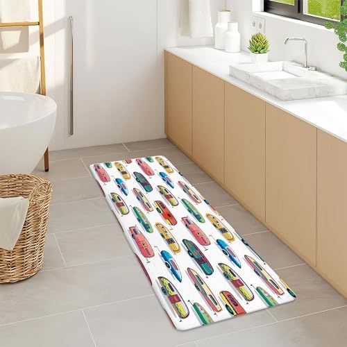 JAWO Happy Camper Bath Mat - Retro Non-Slip Doormat for RV