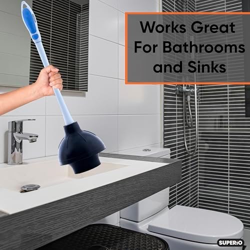Superio Toilet Plunger and Holder Blue 2-Pack 1