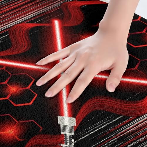 Feelyou Red and Black Geometry Bath Rug 16x24 Inch