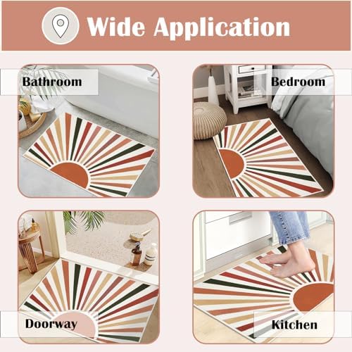 Modern Boho Bathroom Rug 16x24 Inch Non-Slip Plush Mat