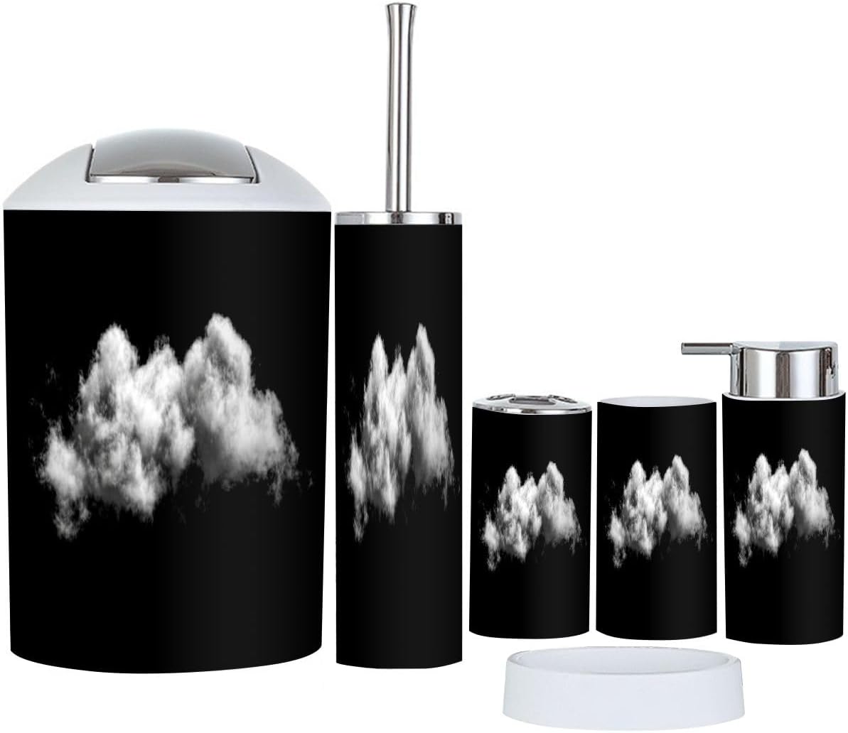 Boho Cloud Black Bathroom Accessory Set 6 Piece