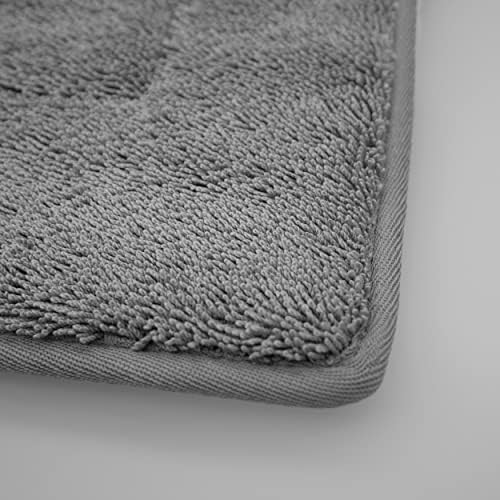 Oliver Brown Terry Bath Mat - 20x32 Non-Slip Machine Washable Light Gray