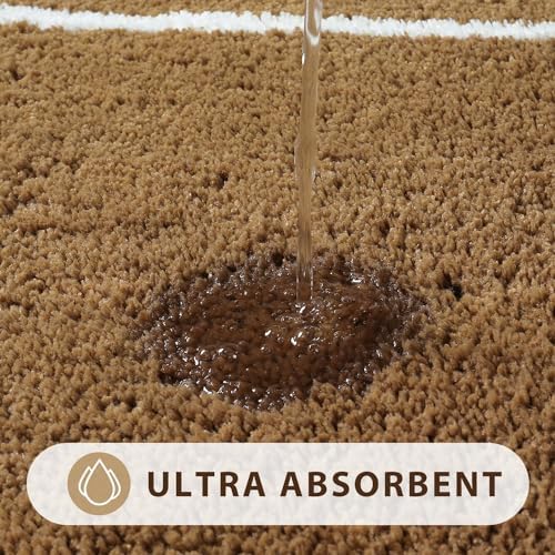 Uphome Modern Geometric Bath Mat - Brown 18x26 Inch