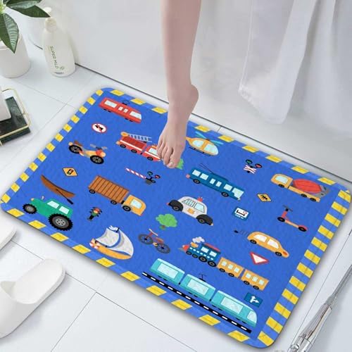 JAWO Kids Construction Bath Rug with Non-Slip Design