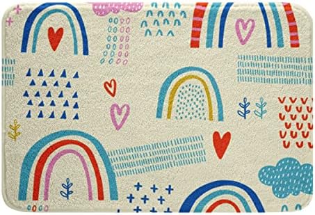 SGYDW Rainbow Bath Mat with Love Heart Design