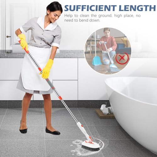 SetSail 3-in-1 Toilet Brush with Holder - 52-inch Adjustable Handle
