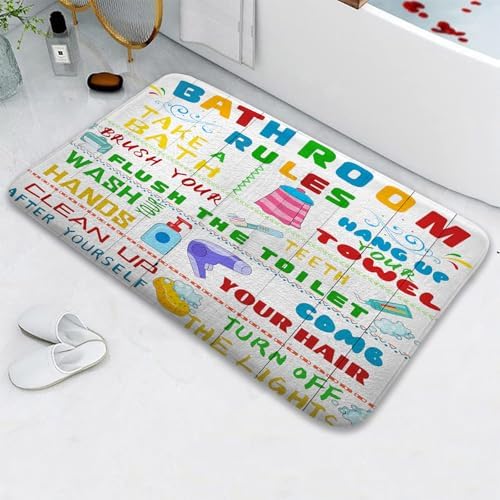 Aeyadis Kids Bath Mat with Funny Rules Design