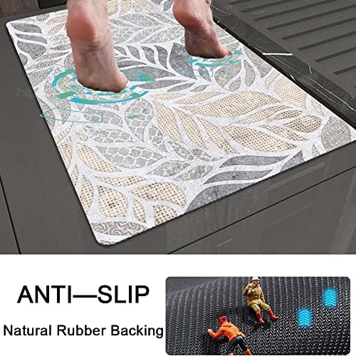 DJSOK Boho Leaves Bath Mat Rug Non-Slip Quick Drying
