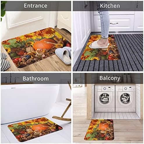 Soft Bath Mats with Pumpkin and Sunflower Design
