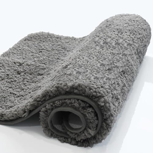 RUN HELIX Grey Shaggy Microfiber Bath Mat 24x16
