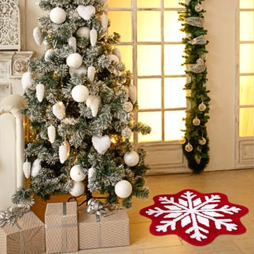 KELINFONG Snowflake Pattern Non-Slip Bath Mat 26x26 Inch