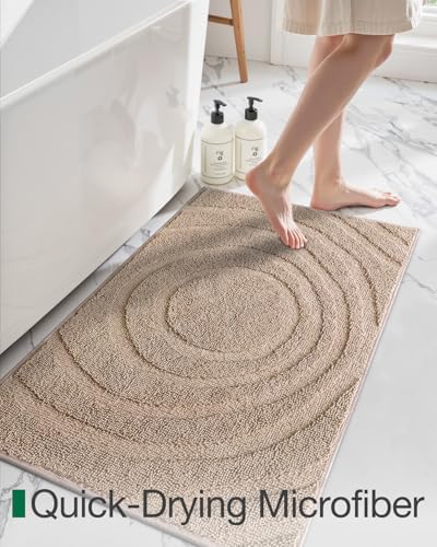 LUMI Bath Mat Non Slip Rubber Backing 16x24 Beige 1