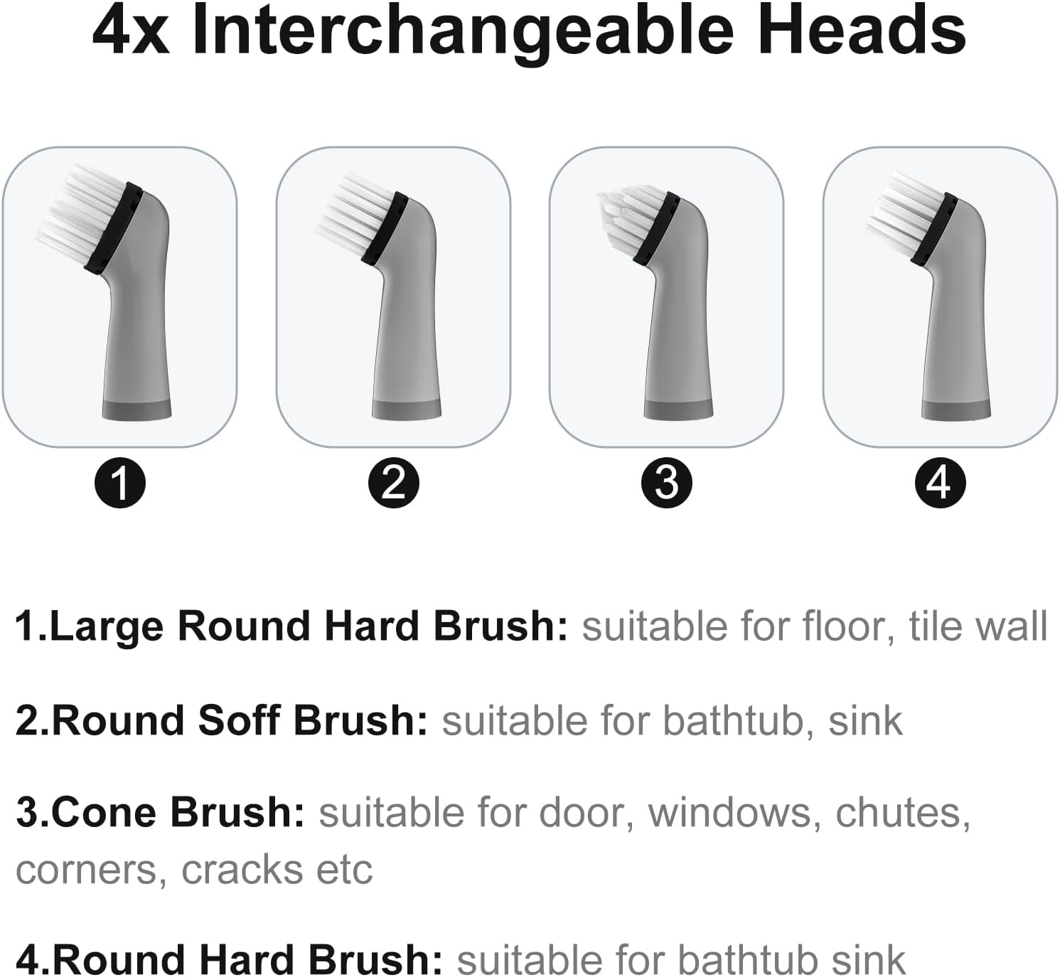Pest Reject Pro Electric Cleaning Brush with 4 in 1 Brush Heads Black
