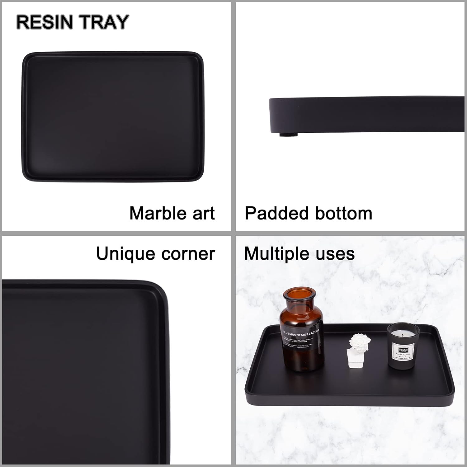 SZYRL Black Resin Bathroom Vanity Tray 1004 x 559 x 098 Inches