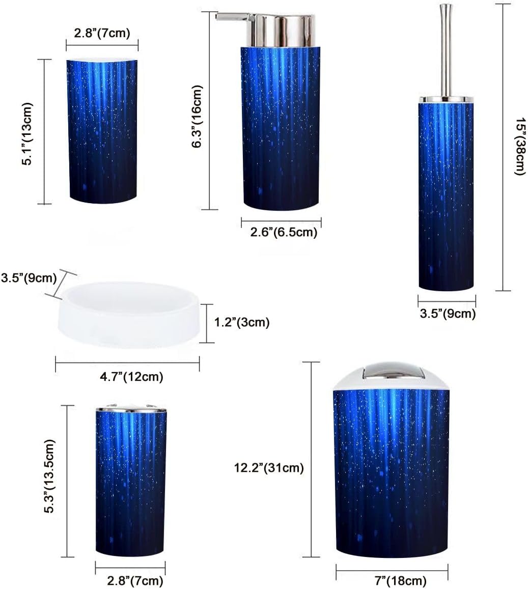 Boho Blue Bathroom Accessory Set 6 Piece