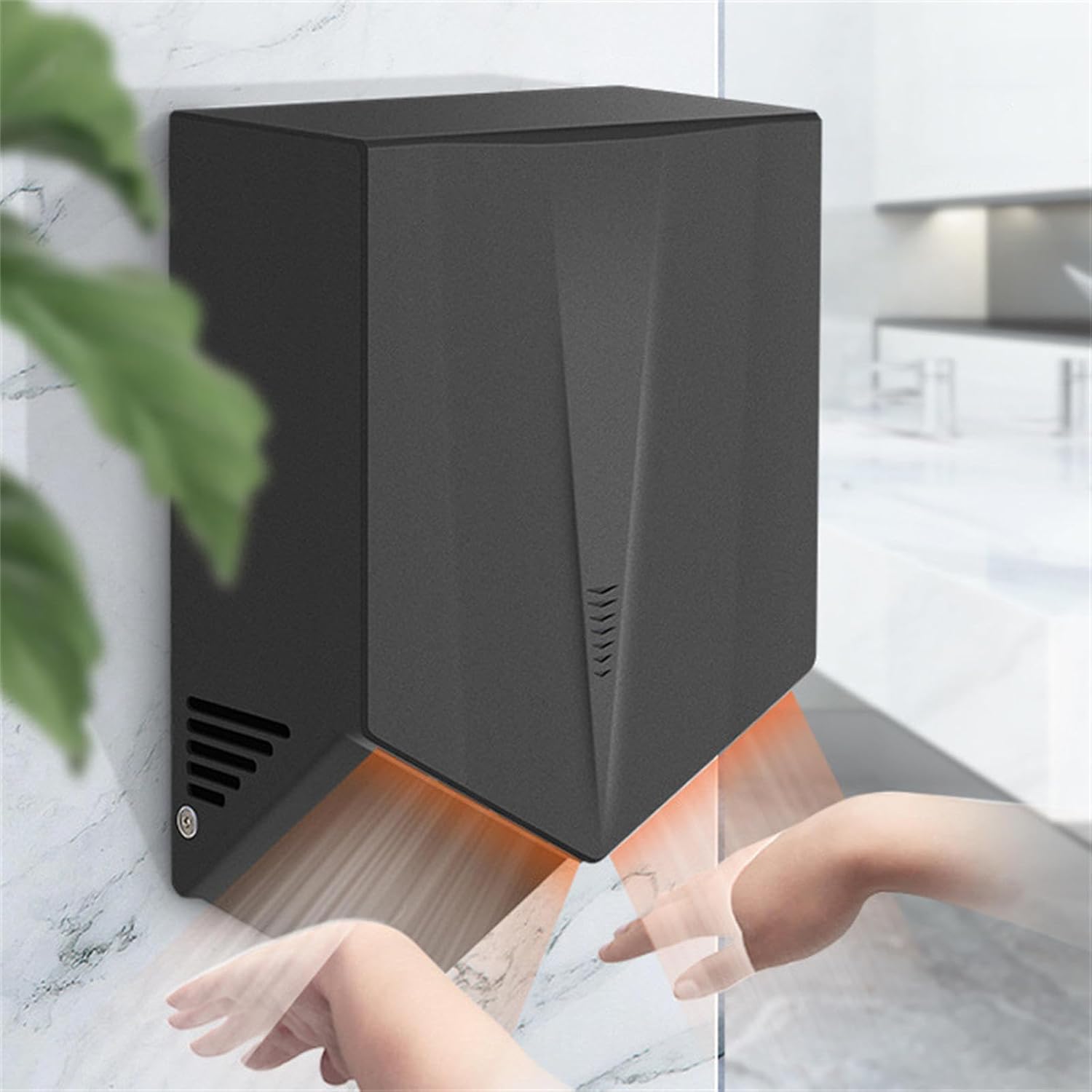 HEAXIY Commercial Wall Mounted Hand Dryer 1500W Automatic Sensor Black