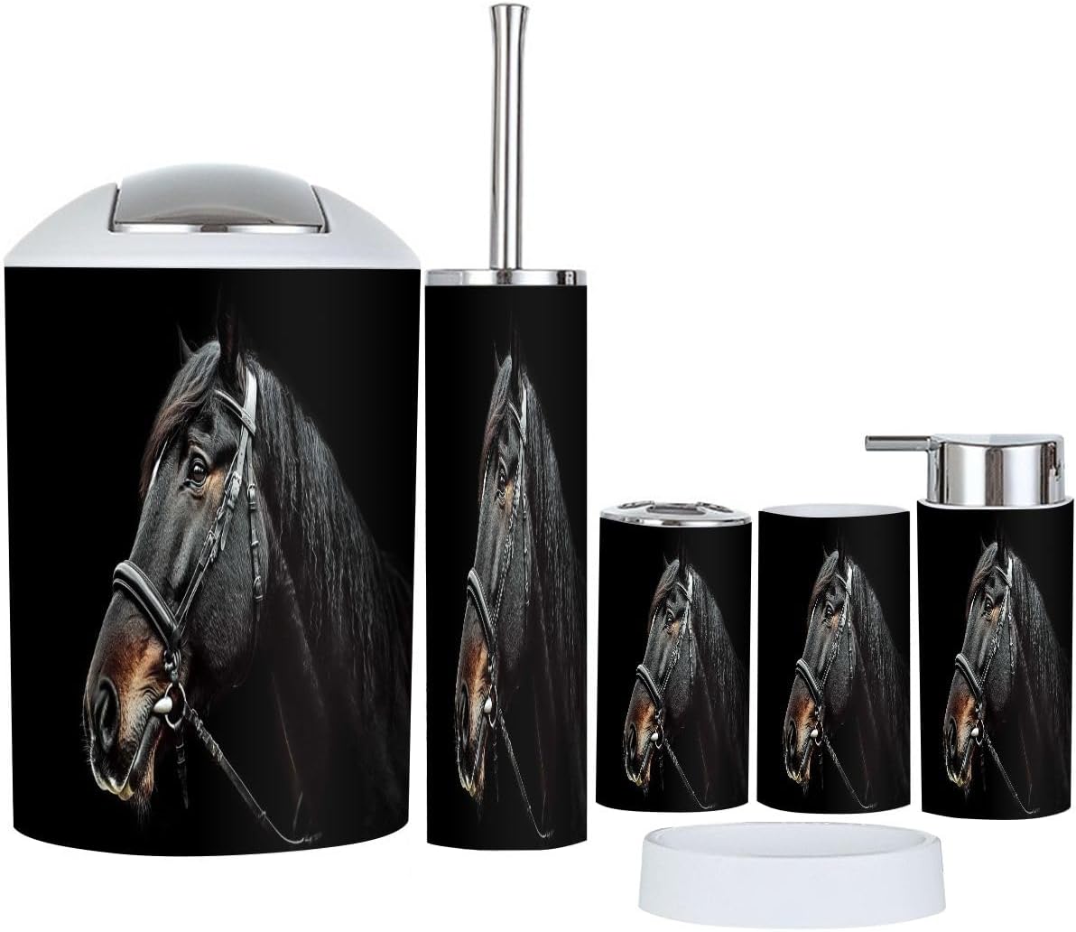 Boho Horse Bathroom Accessory Set 6 Piece