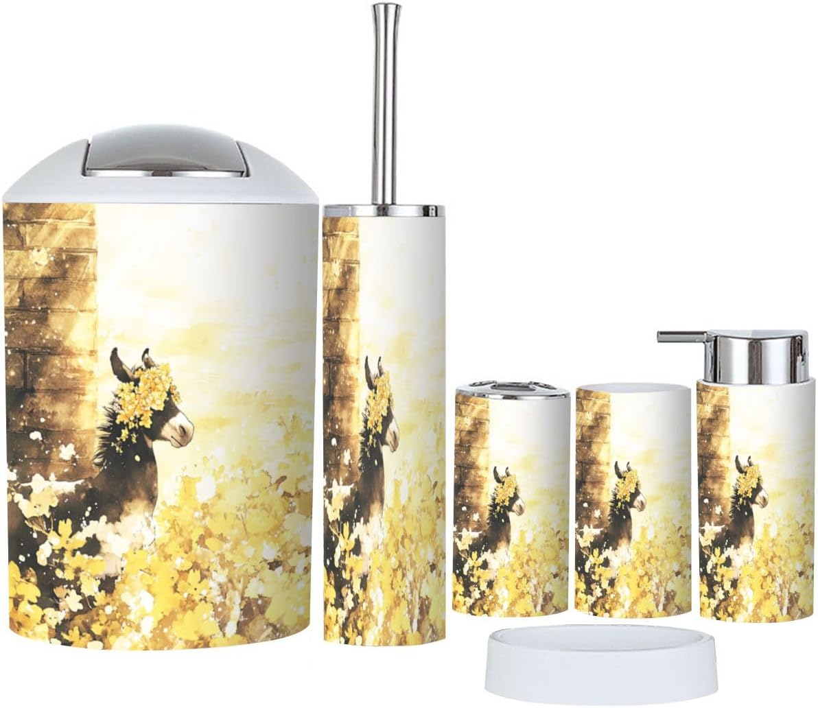 Boho Artistic Bathroom Accessory Set 6 Piece