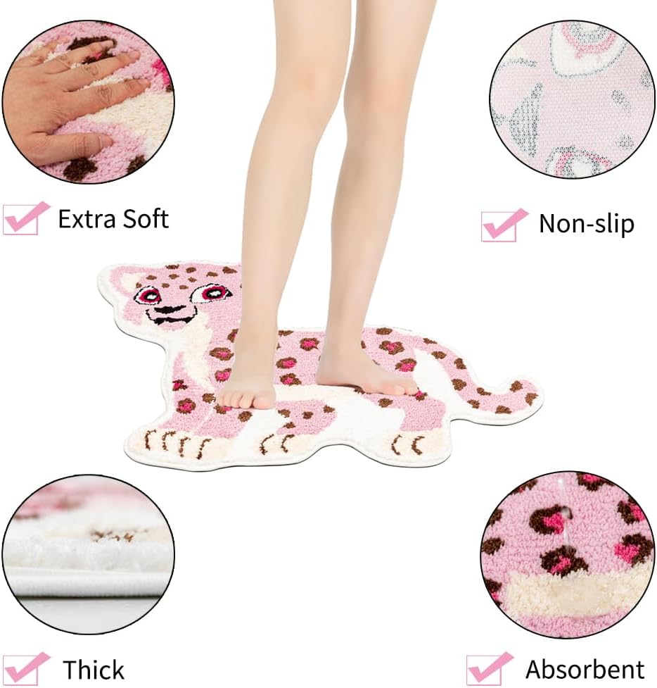 Fun Pink Leopard Bath Mat for Bathroom Decor