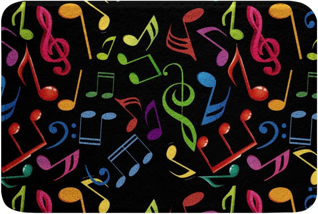 SGYDW Music Notes Carpet Rainbow Pattern Bath Rug for Boys Girls