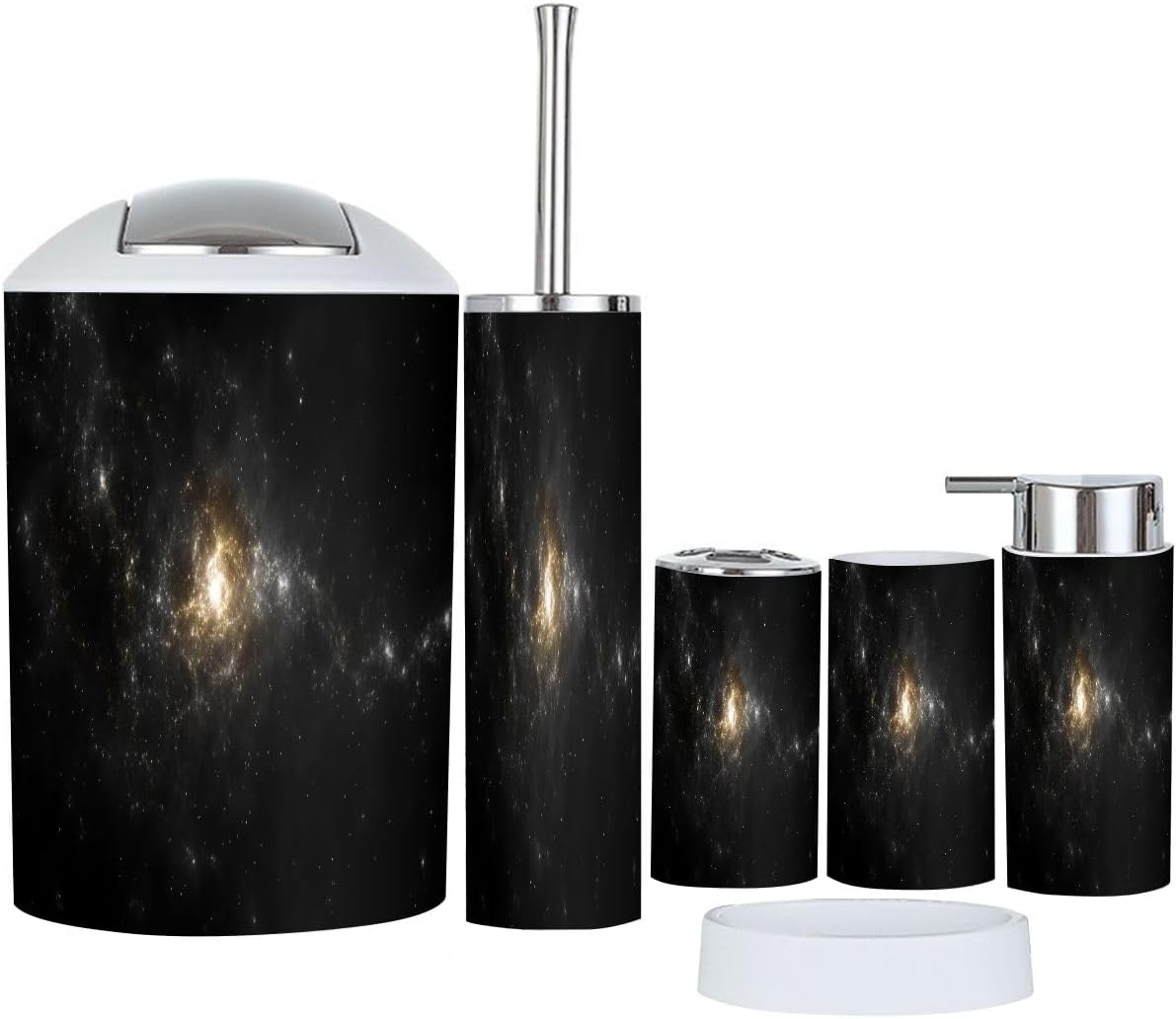 Boho Abstract Fractal Bathroom Accessory Set 6 Piece 1