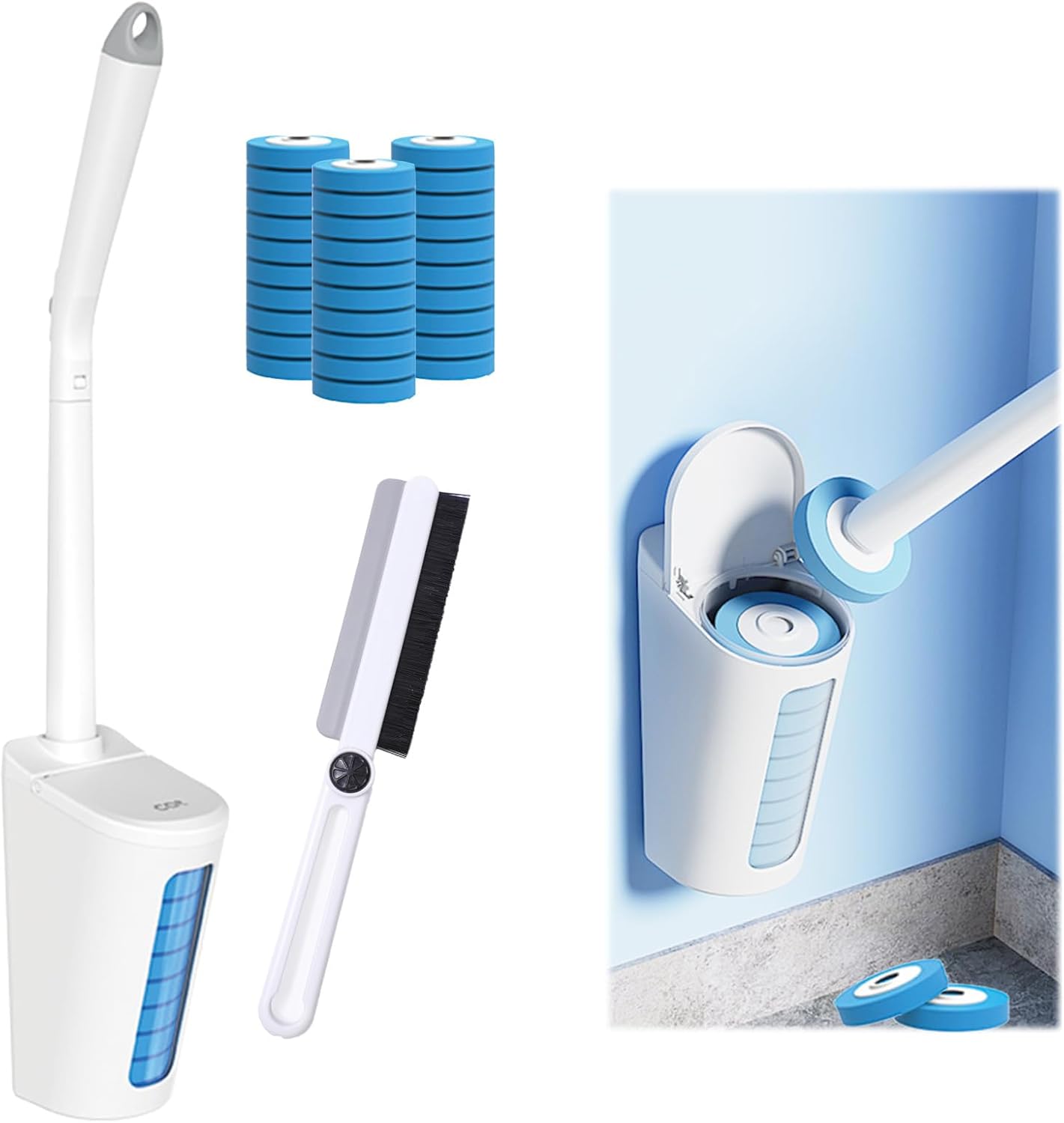 Lajunven Disposable Toilet Bowl Cleaner Wand Set