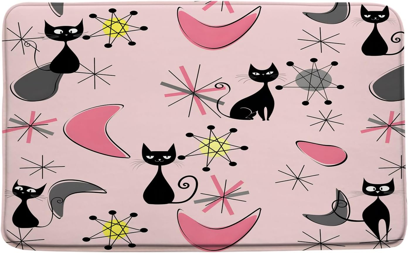 GCTNBJL Mid Century Bath Mat with Retro Design