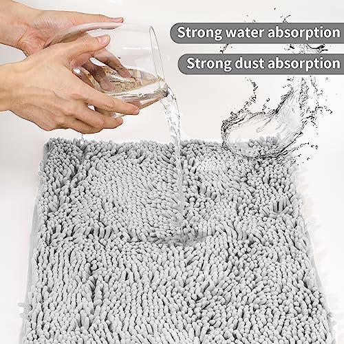 LanYunUmi Light Gray Bath Rug 17x24