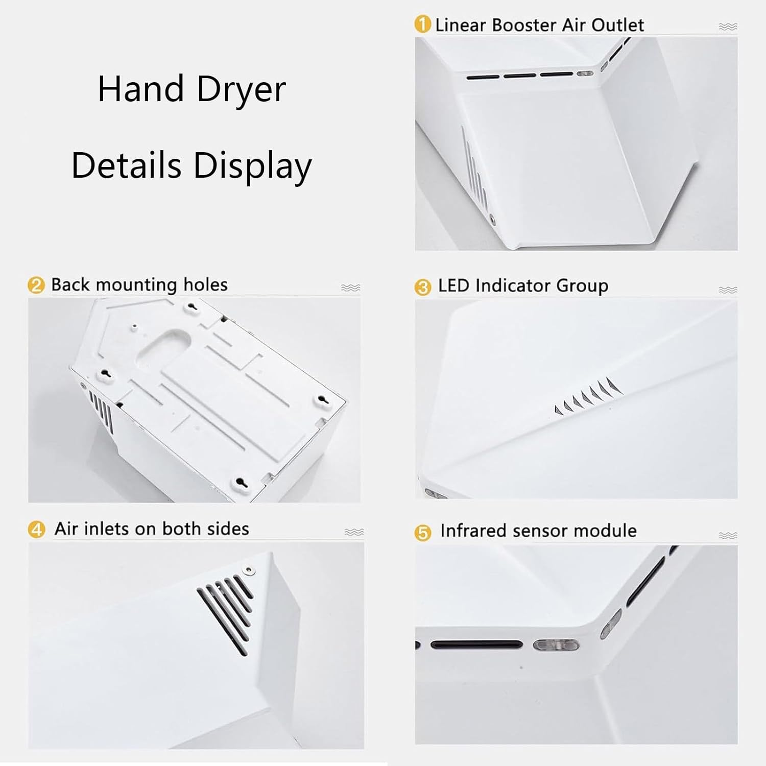 Automatic Sensor Hand Dryer Silver for Bathrooms Offices