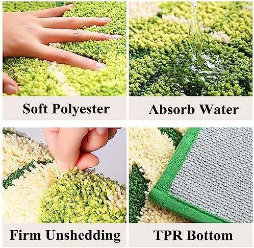 LEVINIS Moss Bath Rug Absorbent Non-Slip Boho Mat 24x16 Inches