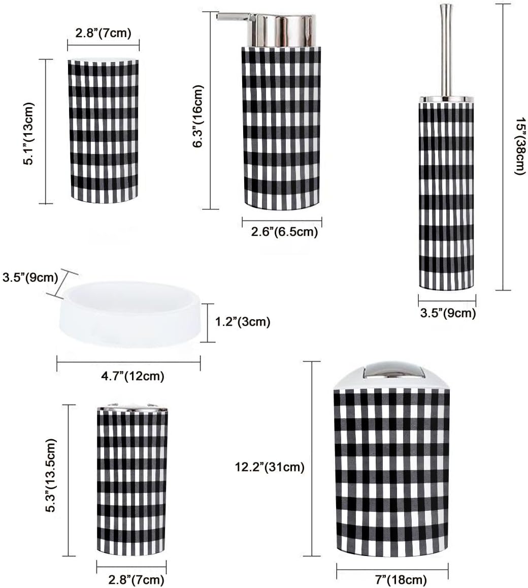 Boho Plaid Scottish Pattern 6-Piece Bathroom Accessory Set