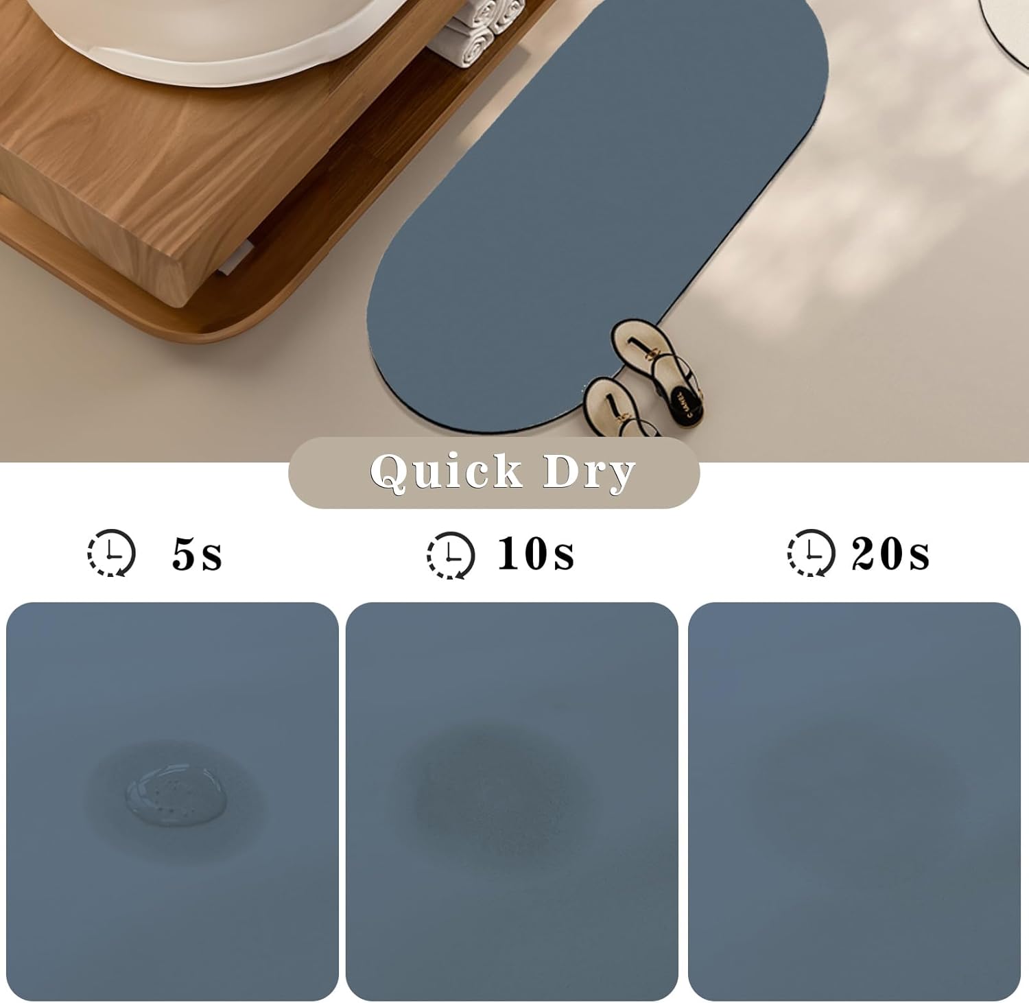 Eanpet Quick Dry Bath Mat Nonslip Blue 1