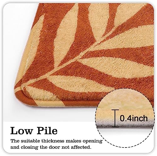 Uphome Boho Bathroom Rug Velvet Leaf Pattern