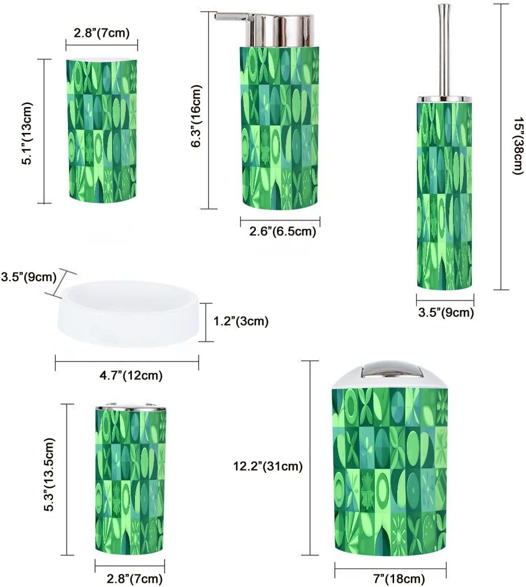 Boho Green Bathroom Accessory Set 6 Piece