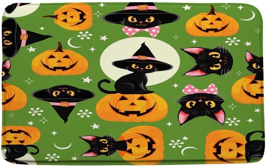Halloween Cat Bath Mat 16x24 Inch Memory Foam 1