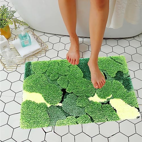 LEVINIS Moss Bath Rug Absorbent Non-Slip Boho Mat 24x16 Inches